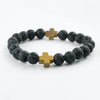 Gold Cross and Lava Diffuser Bracelet