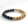 Wood and Lava Diffuser Bracelet with Gold